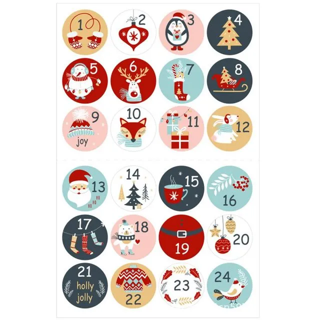 Adventi naptárhoz karácsonyi matrica készlet 1 Adventi naptárhoz karácsonyi matrica készlet