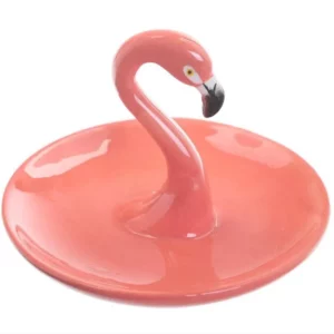 Flamingó kerámia gyűrű - ékszer tartó
