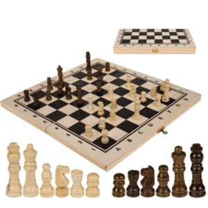 Klasszikus fából készült sakk készlet - 34 cm