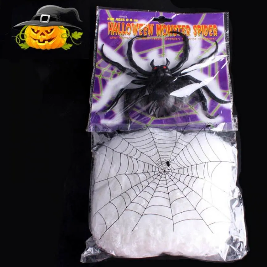 Halloween fehér pókháló nagy pókkal 1 Halloween fehér pókháló nagy pókkal