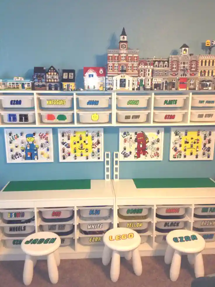 10 LEGO tárolási ötlet, amikre bárcsak előbb rátaláltál volna 21 LEGO tárolási ötletek otthonra DIY - asztal és fali tároló kombinácója