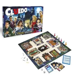 Ajándék gyerekeknek 59 Cluedo társasjáték doboza és játéktartozékai egy klasszikus nyomozós társasjátékhoz